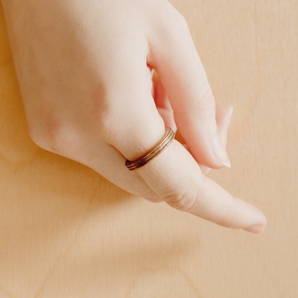 Metal Stacking Pattern Ring Set Bronze Or Copper - image 4